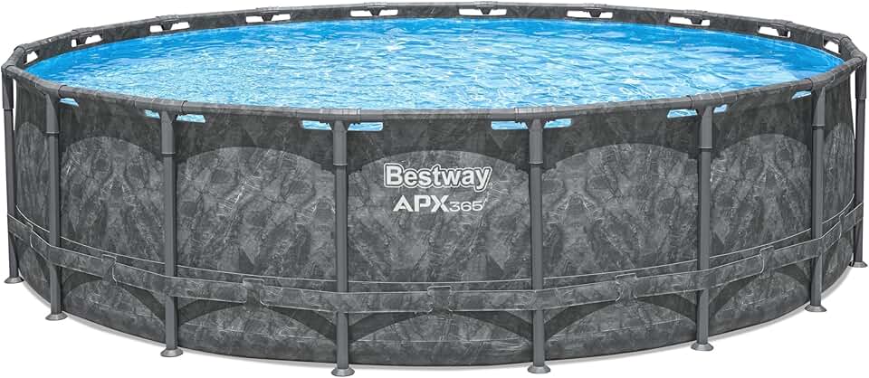 jardinite Kit Piscine Hors Sol Ronde APX 365-549 cm x 549 cm x 132 cm - Gris foncé