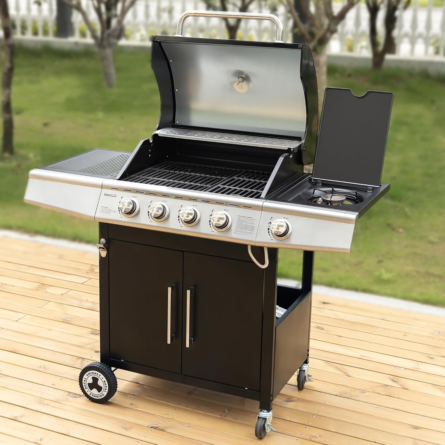 jardinite – Barbecue Série 4+1 – 14,5kW, inox, tablettes, 2 portes