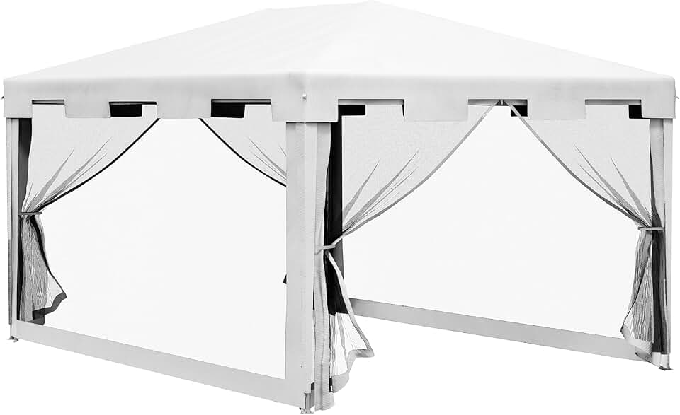 jardinite - Tonnelle série réceptions - 3x4m - parois maille, 2 portes, blanc