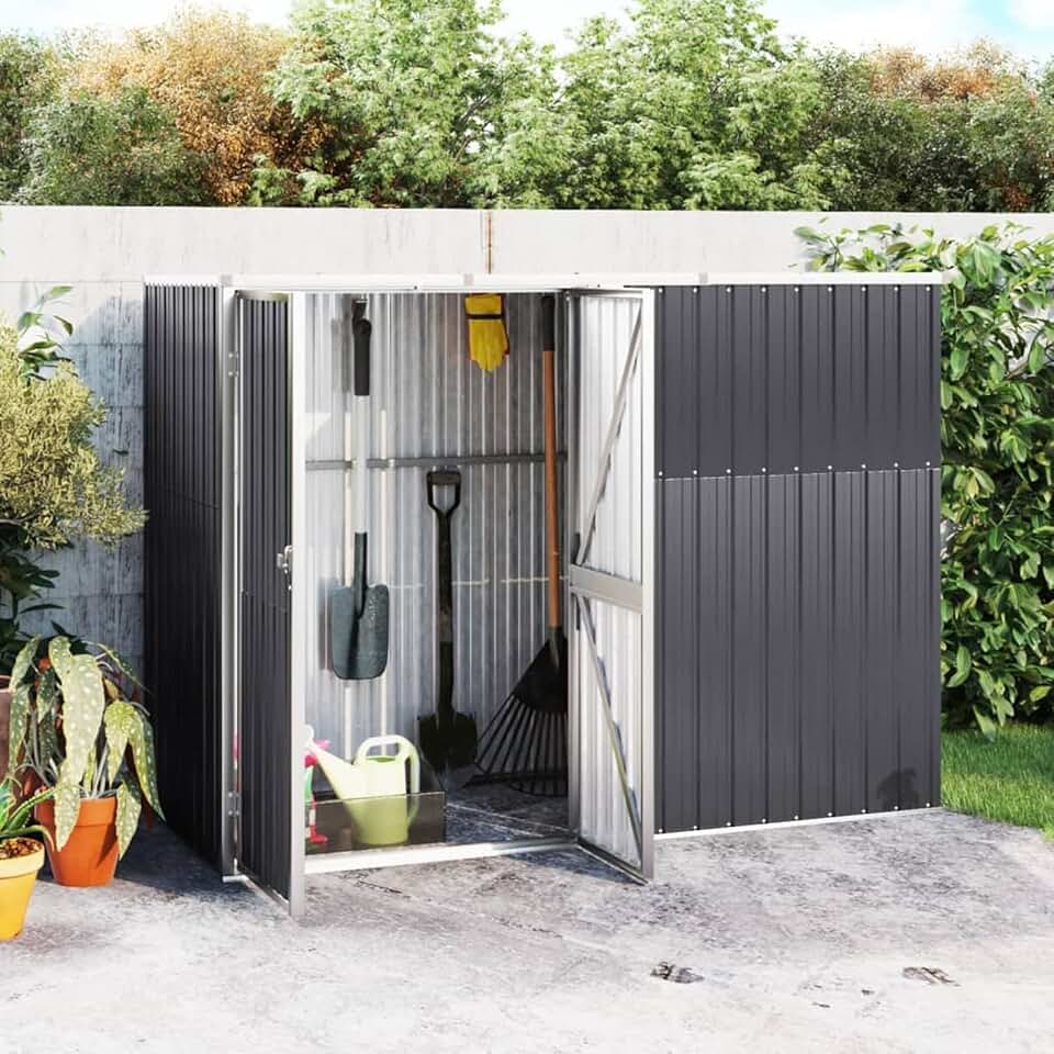 jardinite abris de Jardin Metal cabane de Jardin Acier galvanisé - Remise pour Outils - abri vélo - abri Poubelle-résistant aux intempéries- Portes verrouillables-Anthracite 225 x 89 x 161 cm