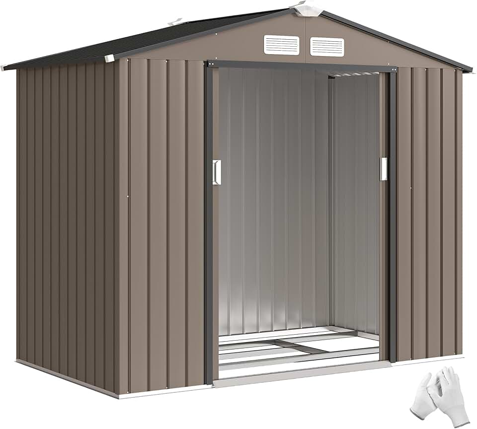Abri de jardin métal 2,77 m²,porte coulissante, 