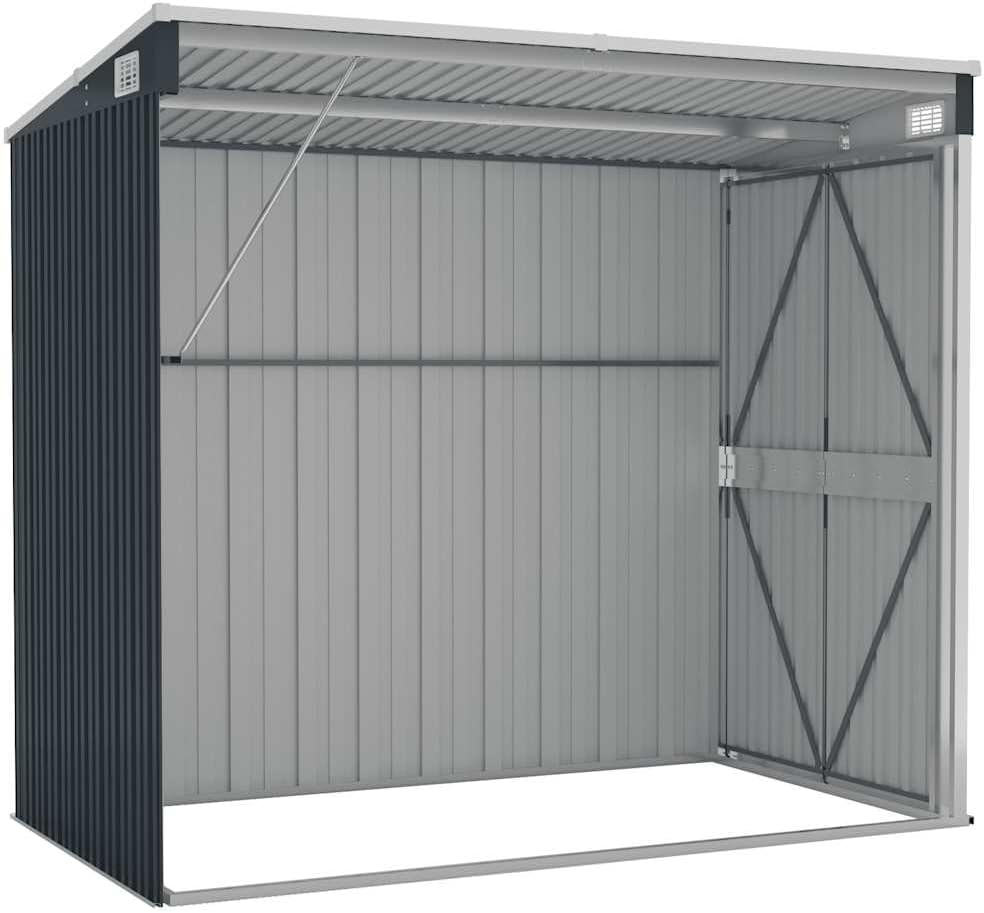 Abri de jardin mural anthracite 118x194x178 cm acier, 316223