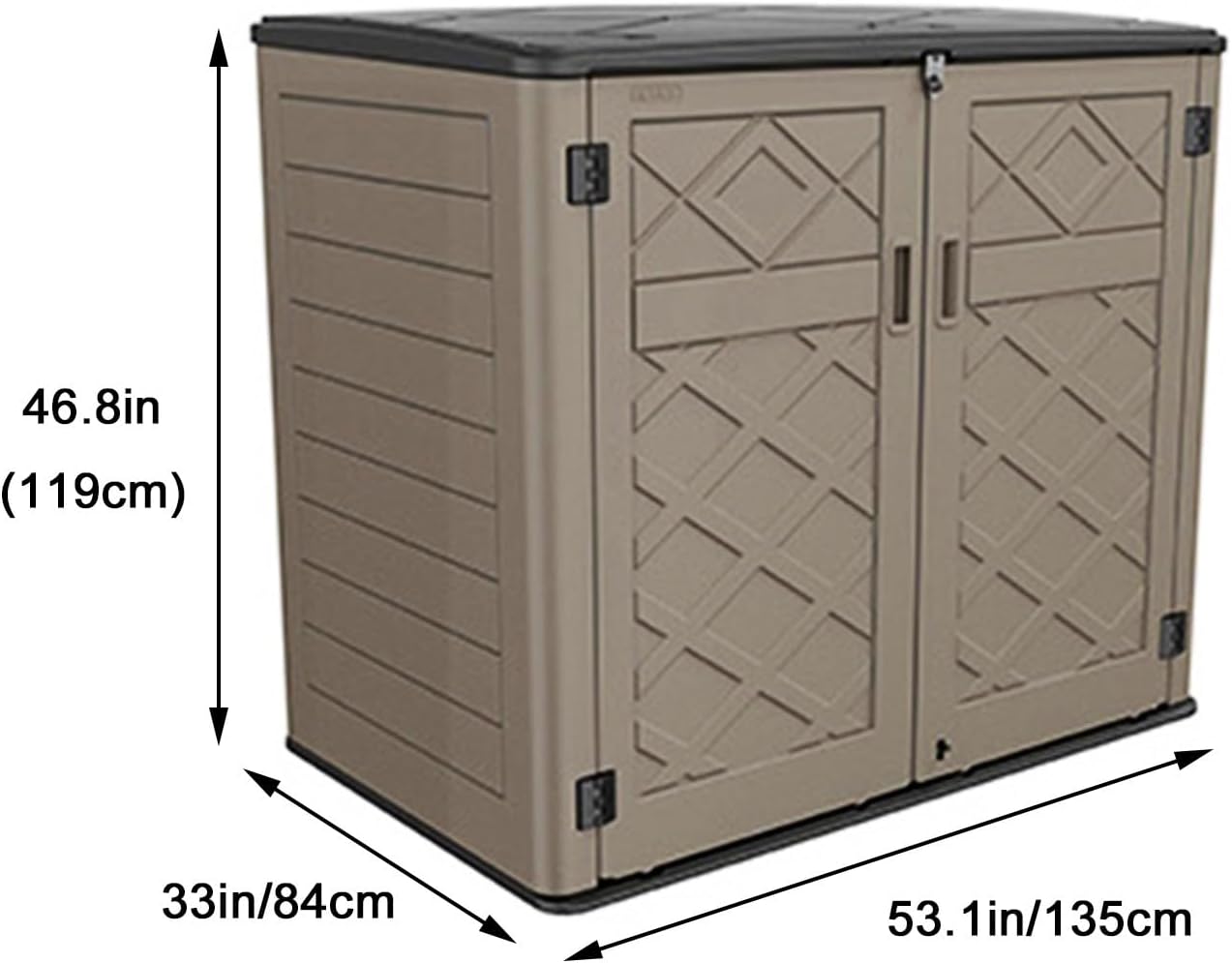 Abri de rangement extérieur – étanche, sol inclus – 135x84x119 cm – 2 couches – marron