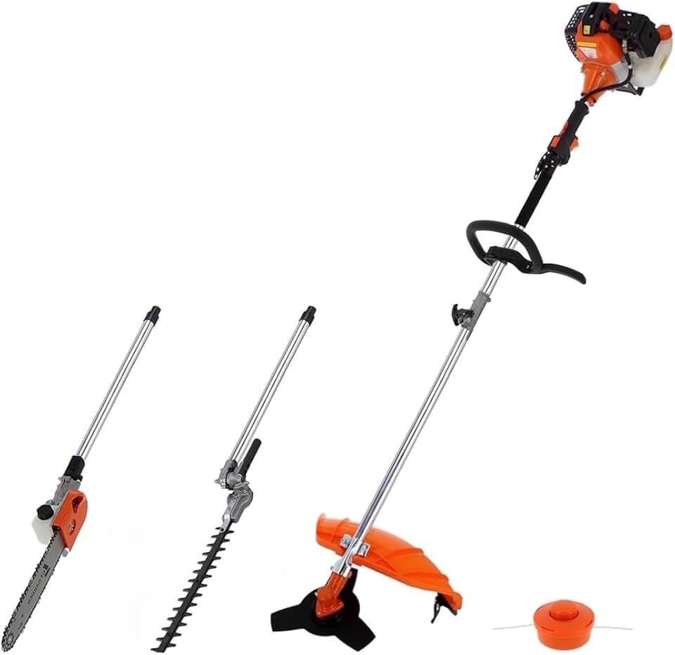 jardinite - outil multifonction thermique 4 en 1 - 52cc - tronçonneuse, débroussailleuse, taille-haies
