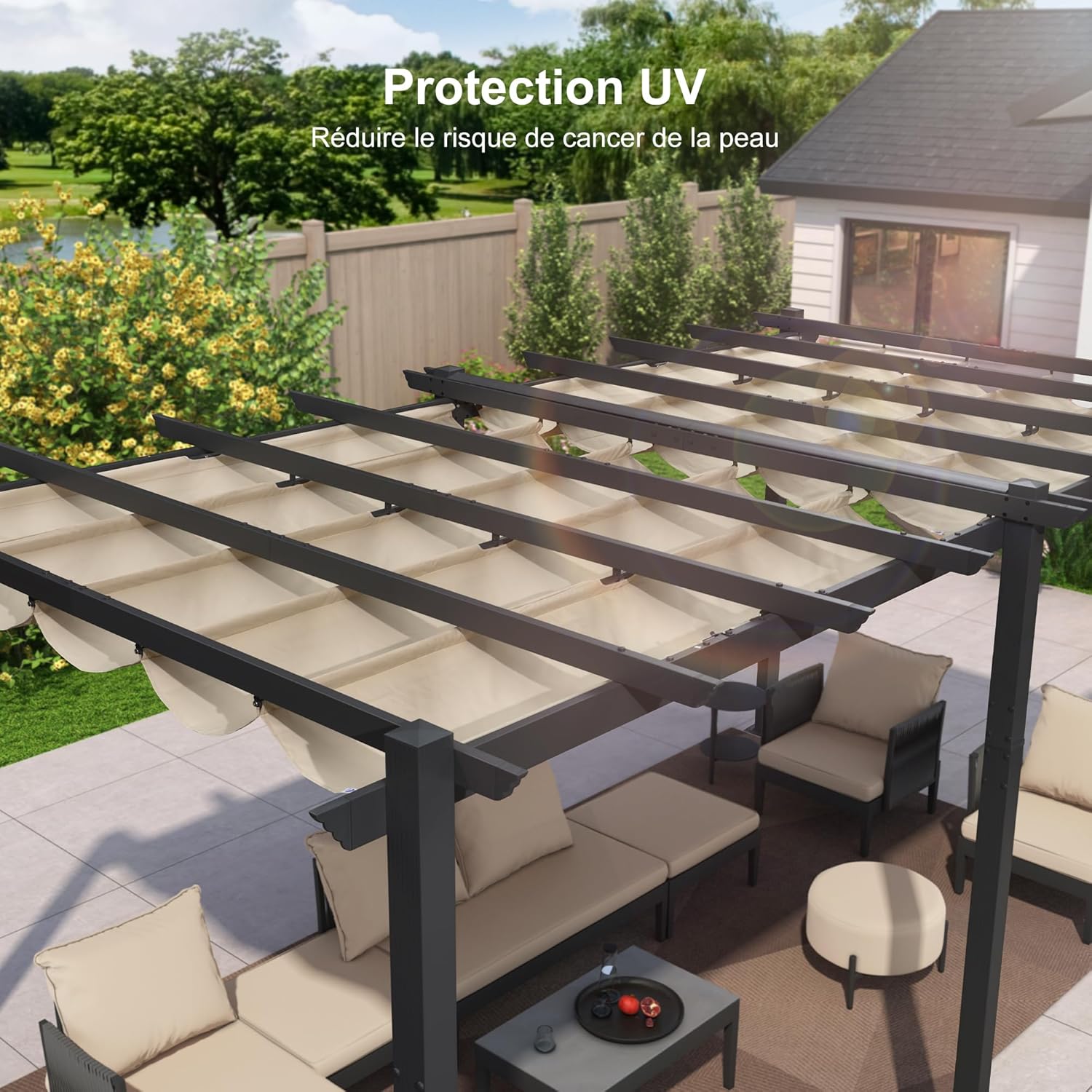 jardinite - Pergola aluminium 5,5x3m toit coulissant extérieur
