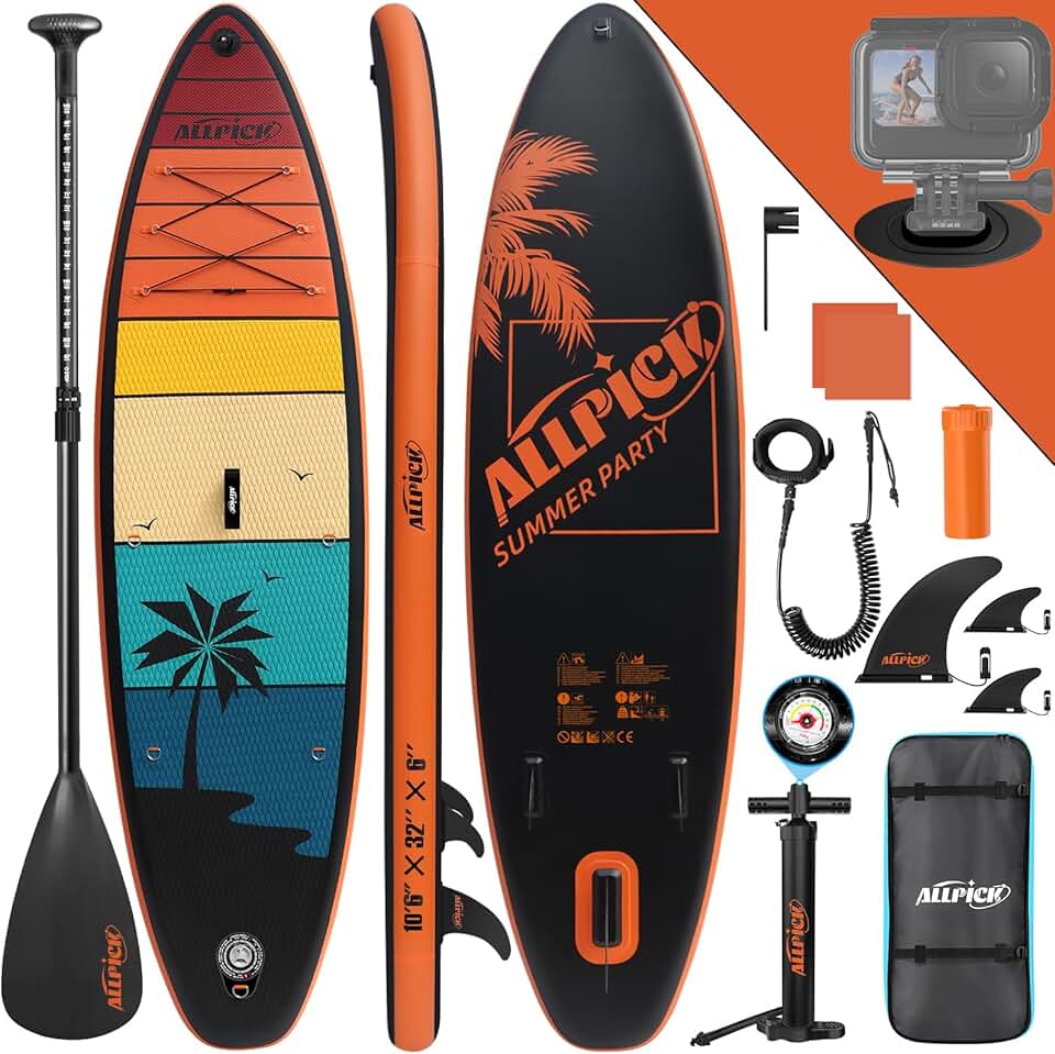 jardinite - paddle gonflable 320 cm - support caméra, pagaie réglable, 200 kg