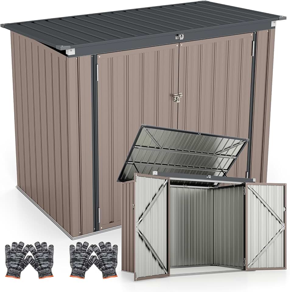 jardinite - abri de jardin métal 172x100x129 cm, portes doubles, couvercle relevable