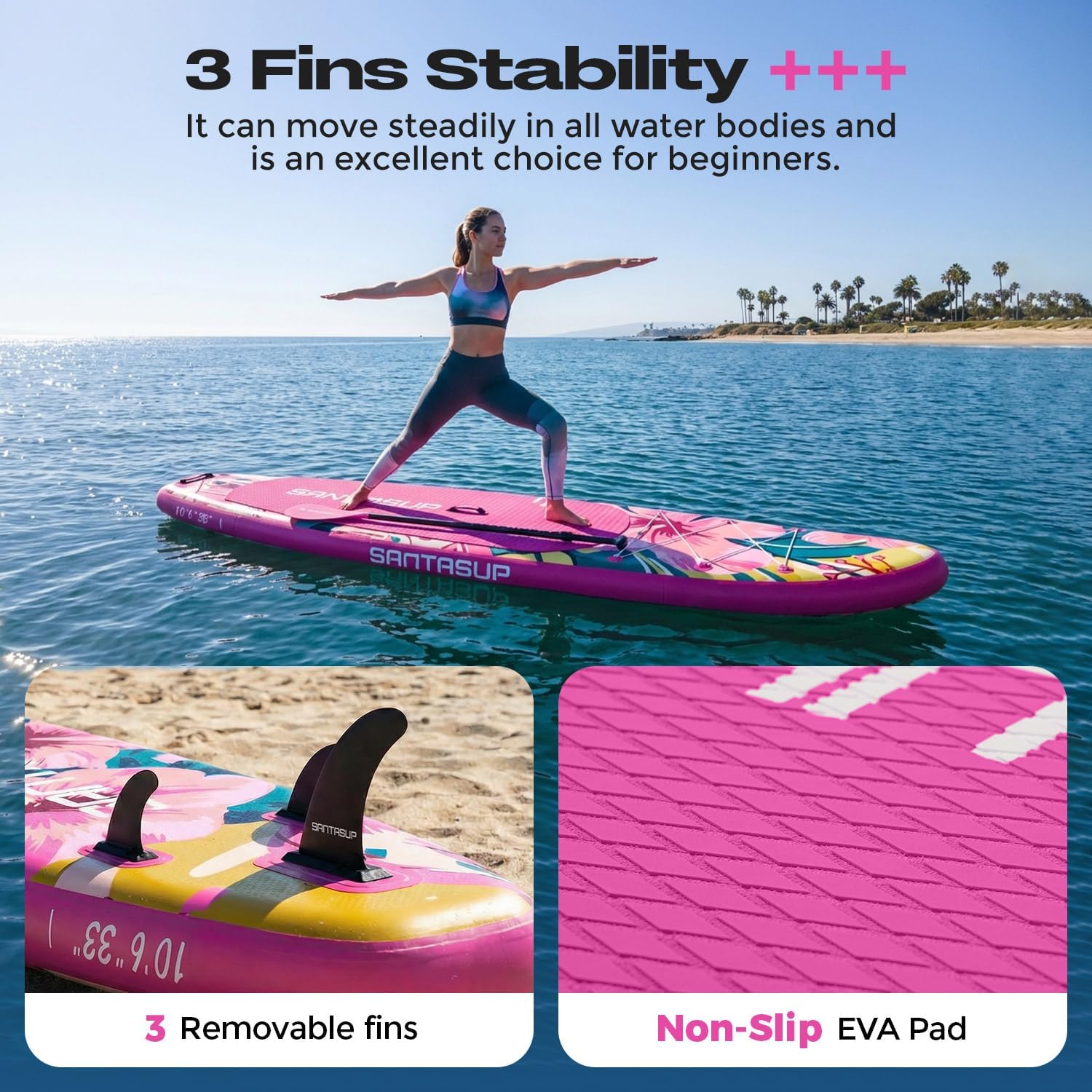Tableau Gonflable Stand Up Paddle avec Accessoires Sup, Pont EVA antidérapant, Tableau Large 10'6