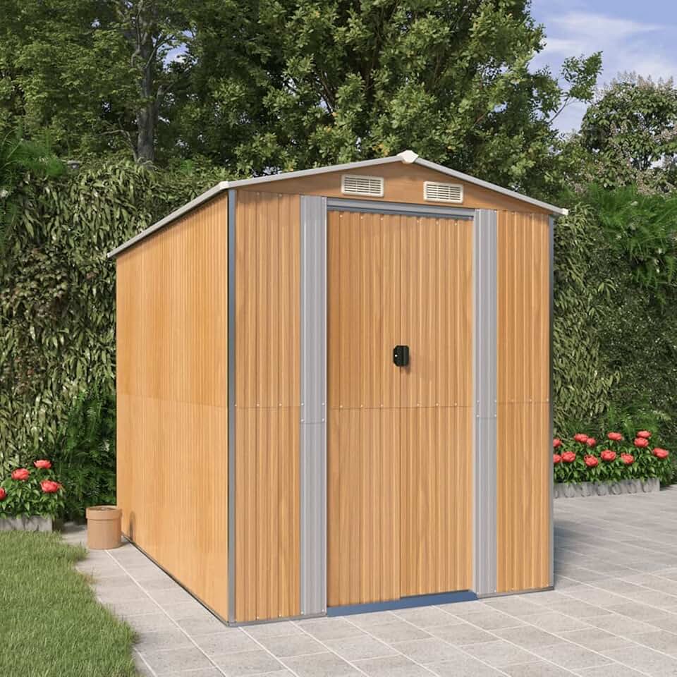 jardinite Abri de jardin en acier galvanisé marron clair 192 x 274 x 223 cm