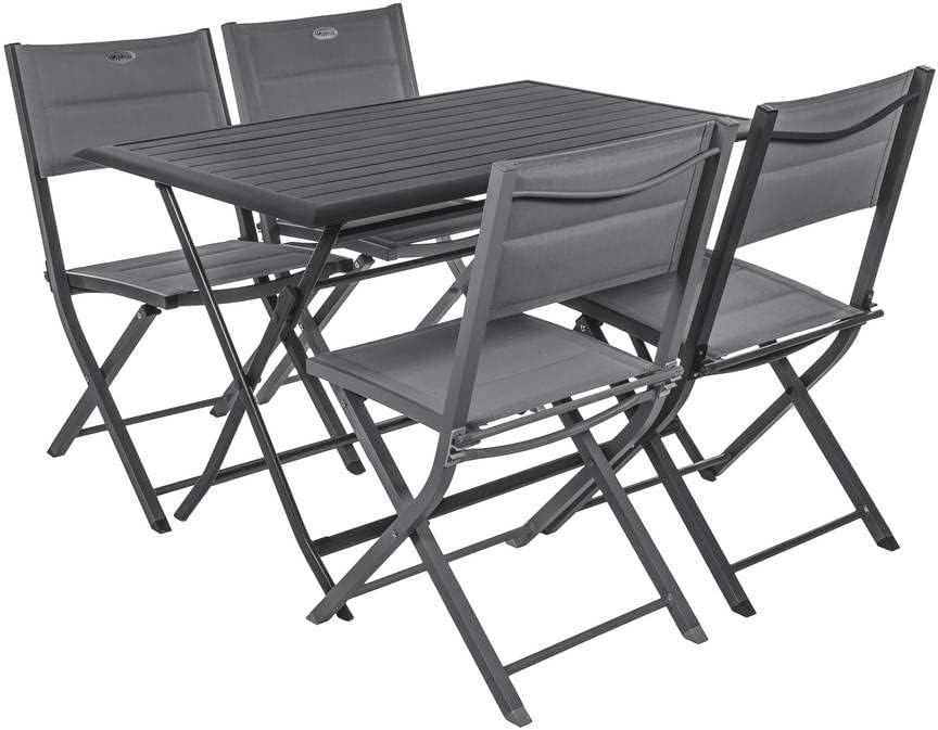 jardinite - Azua - table pliante 4 places, alu époxy gris graphite