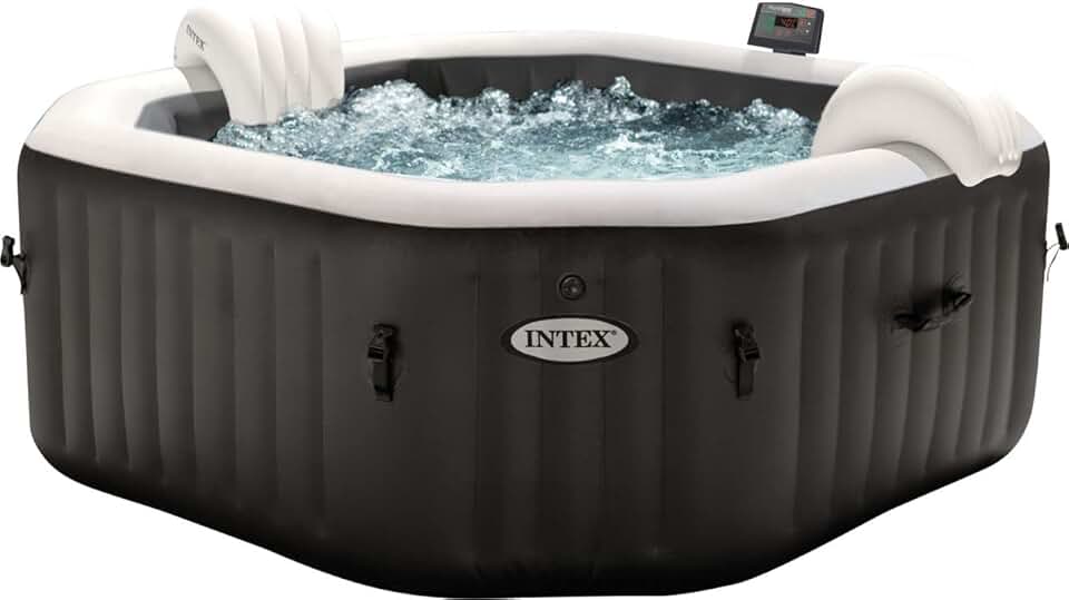 jardinite Pure SPA Octagon - 201x71 cm - 4 pers, eau salée, 795 l, noir - 28458