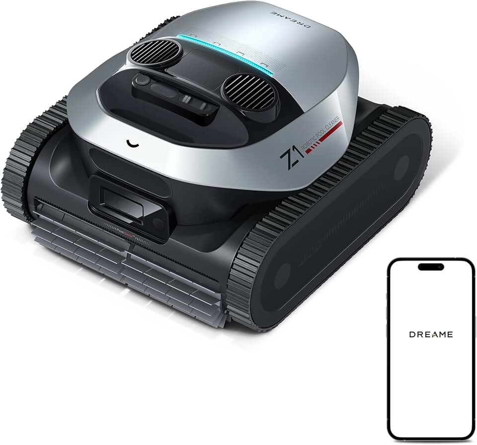 jardinite Z1 Robot Piscine sans Fil, Puissance d'Aspiration 30 000 LPH, Nettoyage du Fond, Parois et Ligne d'eau, 240 Min, Jusqu'à 180 m²