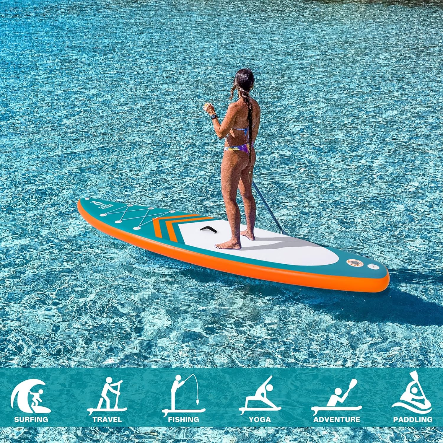 jardinite Paddle Gonflable Adulte, Planche de Stand Up Paddle Gonflable, Sup Paddle Board Gonflable avec Accessoires Complets, Planche de Surf Paddle