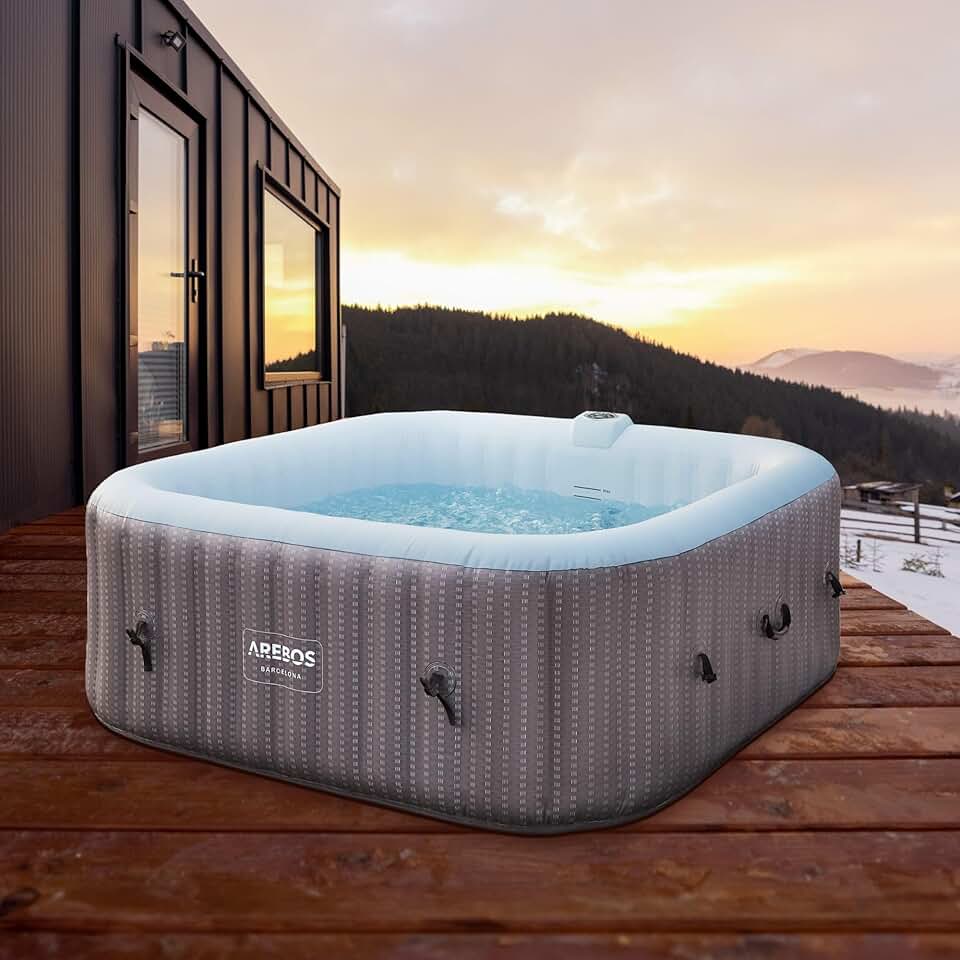 jardinite - Spa Gonflable 2400W - 185x185cm - 6 personnes, 130 buses, chauffage, couverture