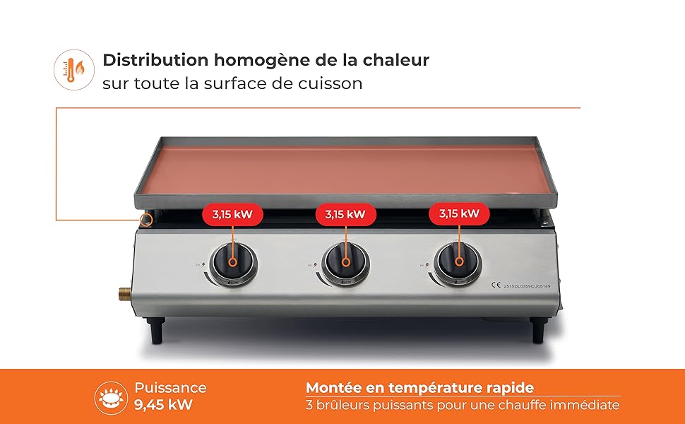 Plancha Cadix 3 Feux jardinite