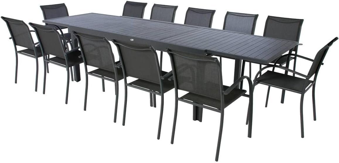 jardinite - Piazza - 230/340x100 cm - table extensible 12 places, aluminium antirouille