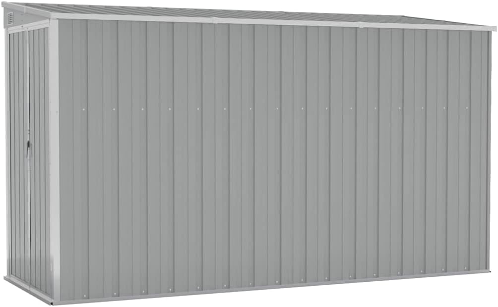 Abri de jardin mural acier gris 118x288x178 cm, rangement extérieur