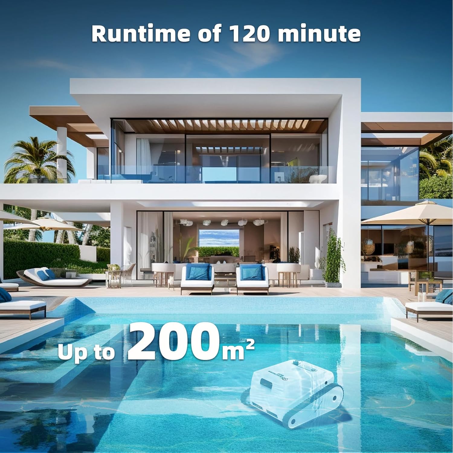 Evercross - BOT 2026 Nouveau - 200m² - Piscine sans fil, 120min, app