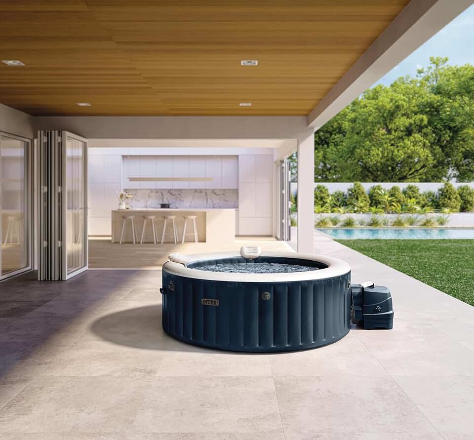 jardinite - Pure Spa série 4 places - Bleu Navy - Gonflable, chauffant - 28430NP