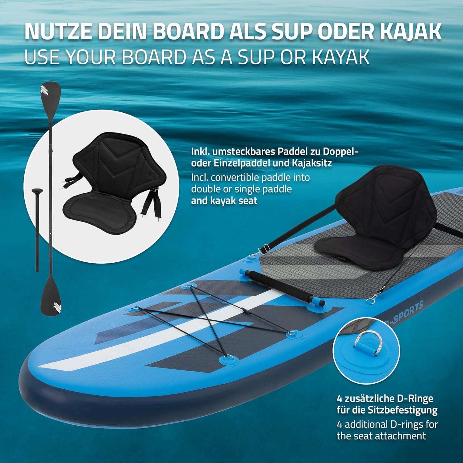 jardinite Stand Up Surf Paddle Board Gonflable 305/308/320/380 cm | PVC | jusqu'à 120/150 kg | Épaisseur 10/15 cm | Planche de Surf Pagaie Sac de Transport Pompe à Air | Diverses Couleurs Modèles