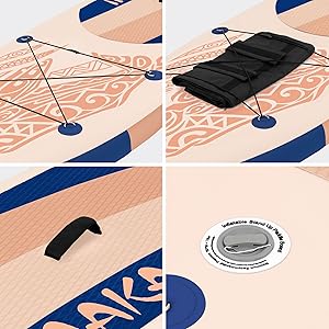 jardinite Planche stand up paddling abricot Makani 320x80x15 cm SUP gonflable Planche paddle surf