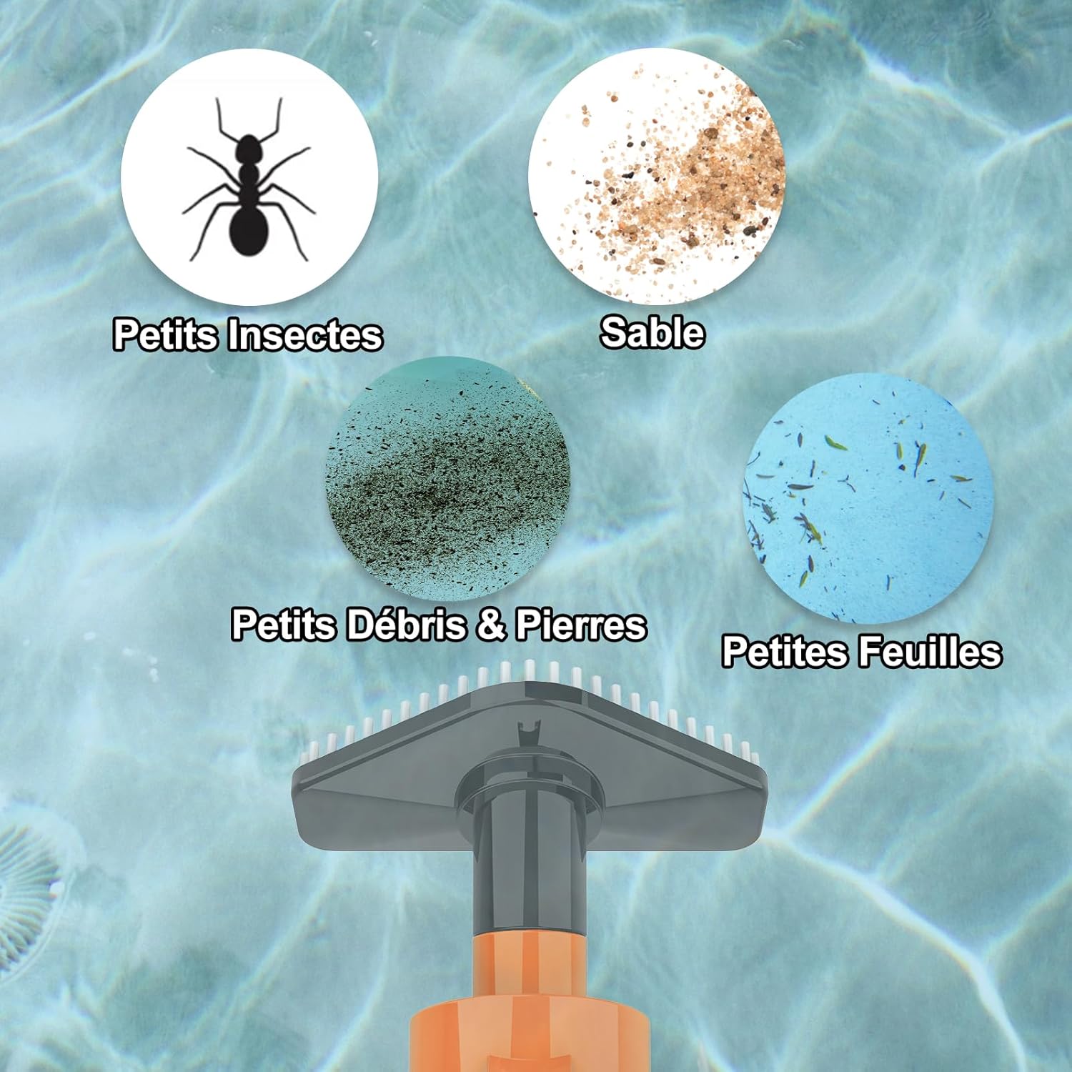 Aspirateur de piscine sans fil - rechargeable - 90 min autonomie - orange