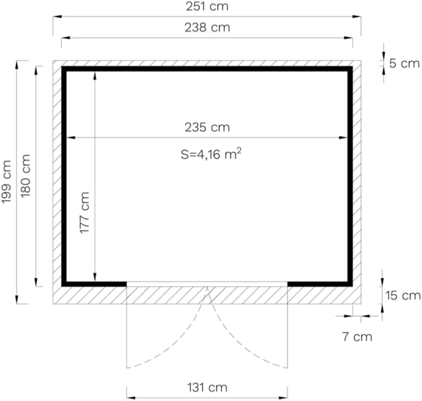 Carlsson - Mollie - abri de jardin bois, rectangle, toit monopente, panneaux préfabriqués