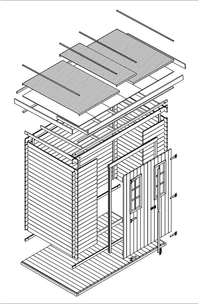 Abri de Jardin en Bois avec Sol TRAITÉ - Stockage extérieur l239xL142xH200cm/2.63 m2 - Petit abri à Outils, Local à vélos - jardinite M310C+M310G