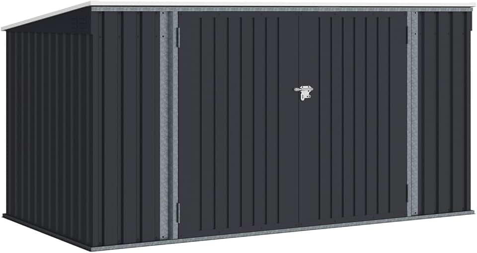 jardinite - Abri de jardin XXL métal gris anthracite, verrouillable, multi-rangement, 340x382x180 cm
