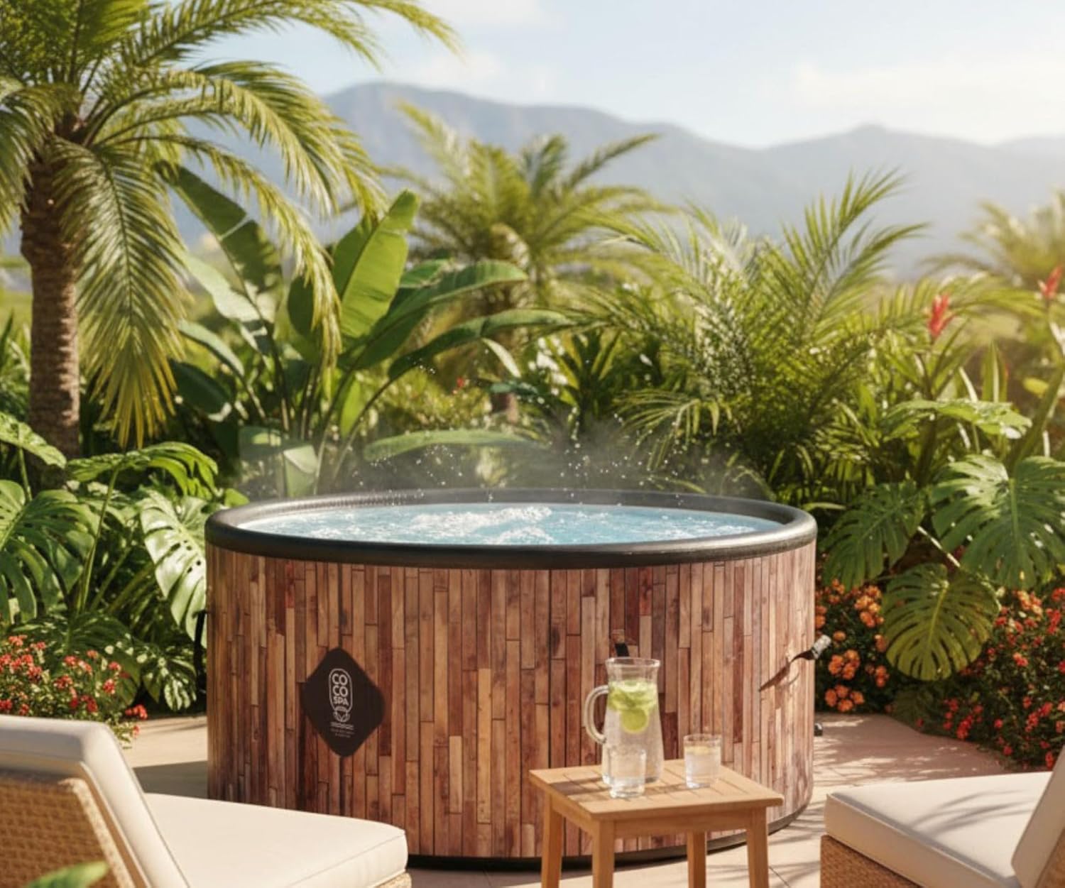 jardinite Bali Spa Gonflable - 150 cm de diamètre - 800 litres - Moteur 2240 W - 2 à 4 Personnes - Massage 140 Jets