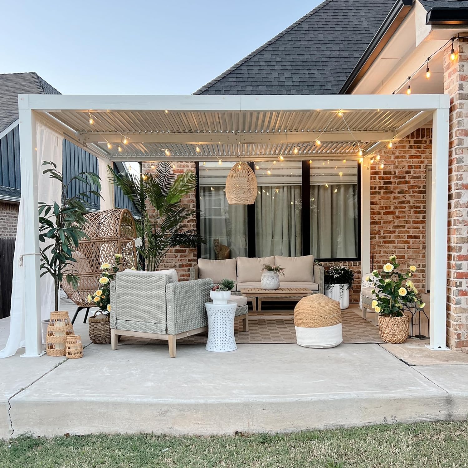 jardinite - Pergola Bioclimatique - 4,24x3m - Aluminium, lames orientables, blanc