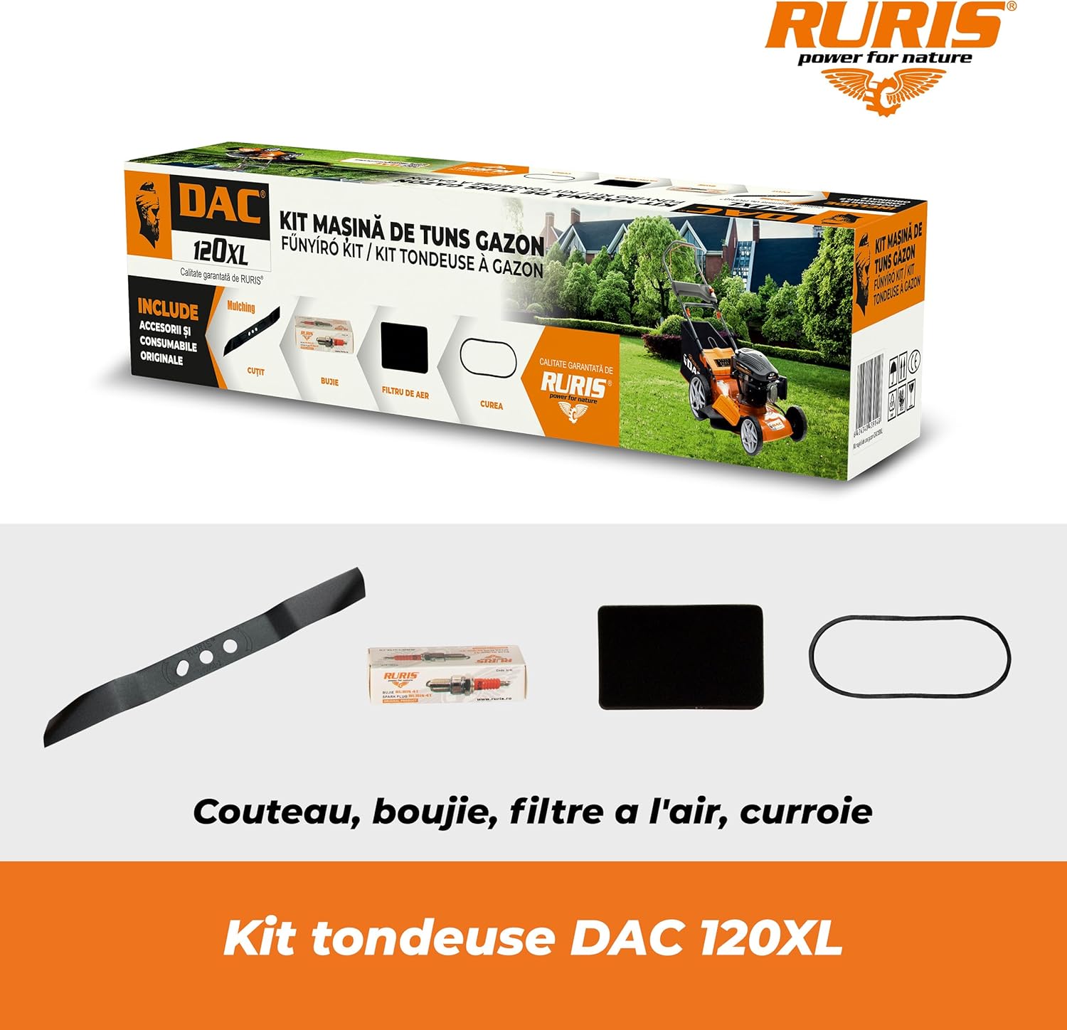 RURIS - tondeuse thermique tractée - 46 cm coupe - 4 CV, 135 cm³ - 120Xl