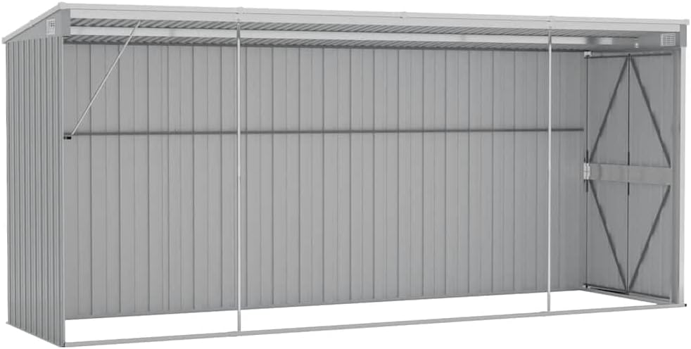 jardinite Abri de Jardin Mural Gris 118x382x178 cm Acier galvanisé,Structures extérieures, Cabanes & abris de Jardin,316230