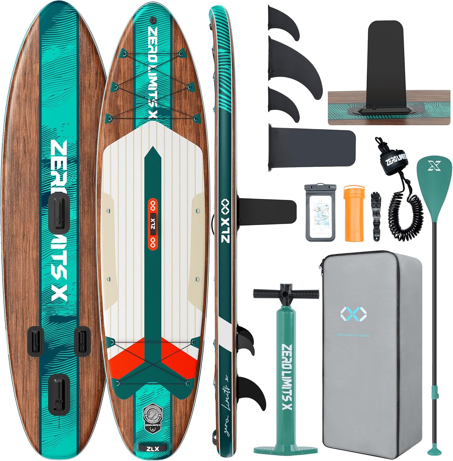 ZLX Paddle Gonflable Adulte 2 Places 320 x 84cm, Stand Up Paddle avec Siège Kayak, Planche Sup Complète avec Accessoires, pour Débutants et Tous Niveaux
