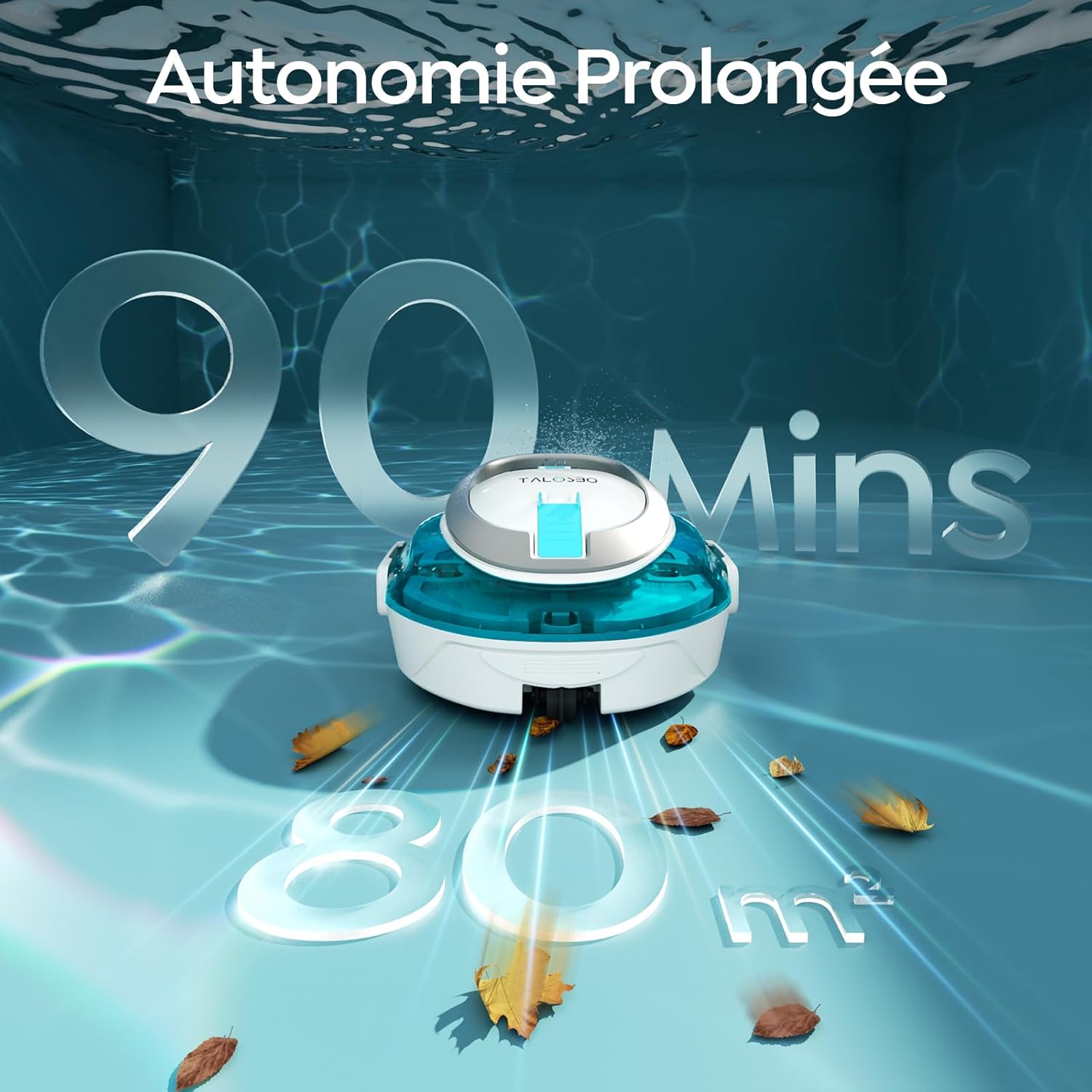 Robot piscine - S2 série - 80m² - double filtration, 90min autonomie
