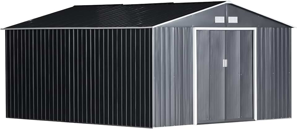 jardinite - abri de jardin acier 340x386x200 cm - 20m³, gris charbon