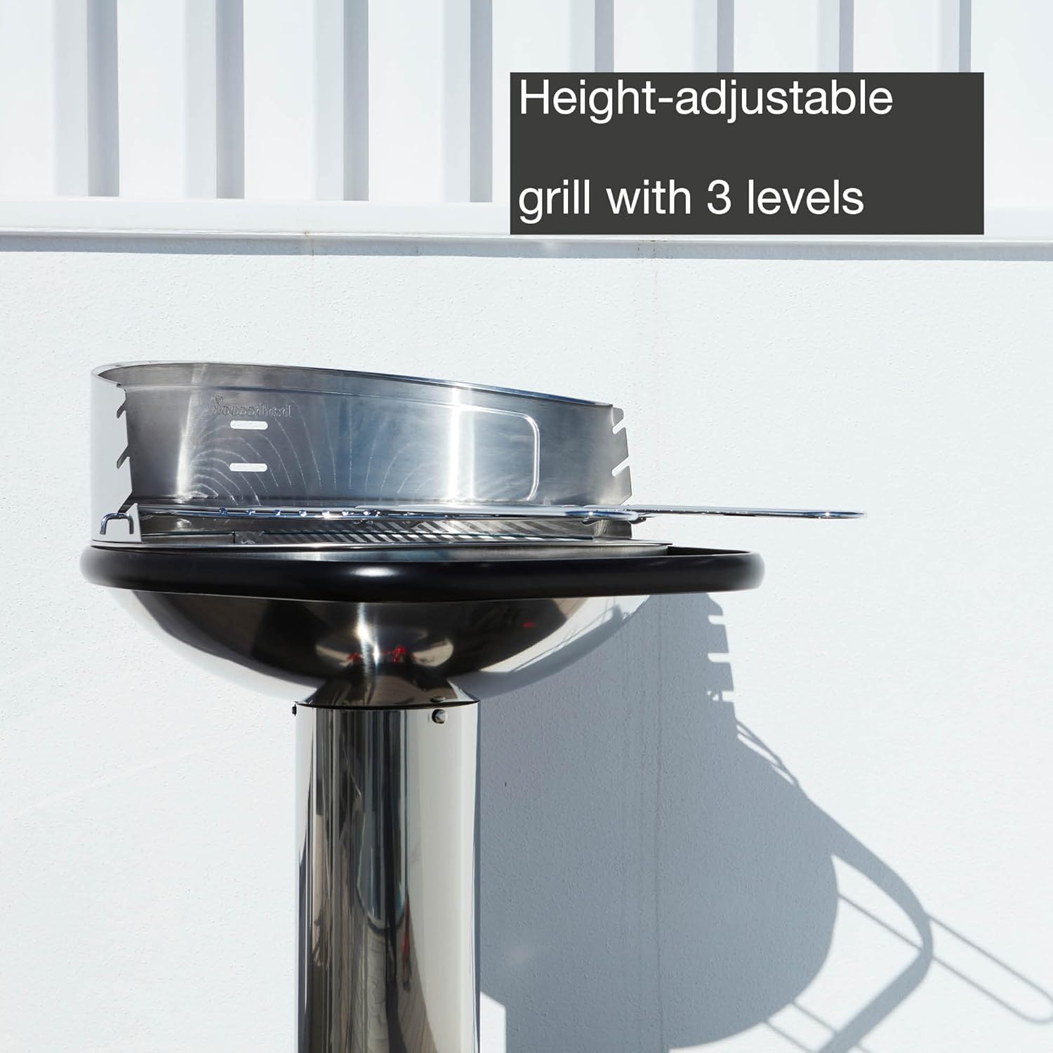 Barbecue charbon acier inox, 47,5 cm, gris, cuisson précise