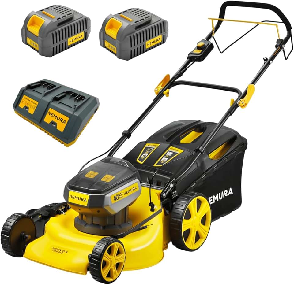 jardinite Tondeuse Autotractée à Batterie 80 V (2x40V) - Coupe 46 cm - Jusqu'à 500 m2 - Fonction Mulching - Livrée avec 2 Batteries 4Ah et 2 chargeurs - Marque Française