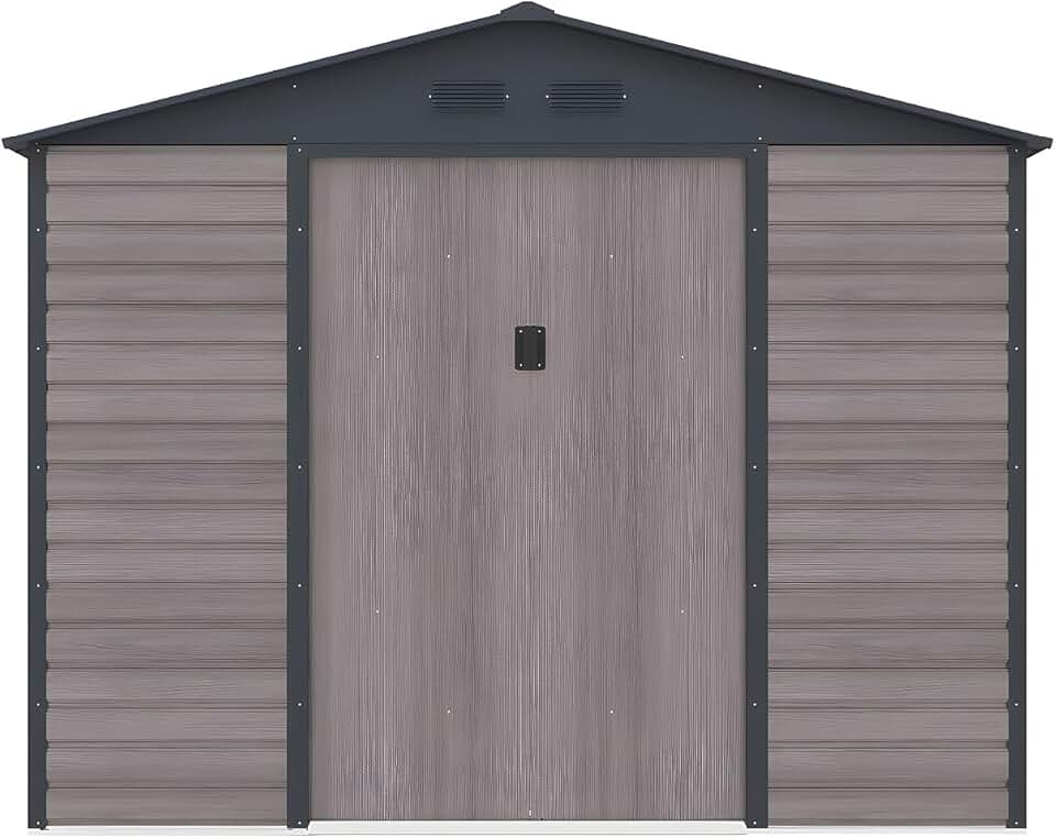 jardinite - ADELMO - abri jardin métal 5,40m² acier galva bois gris