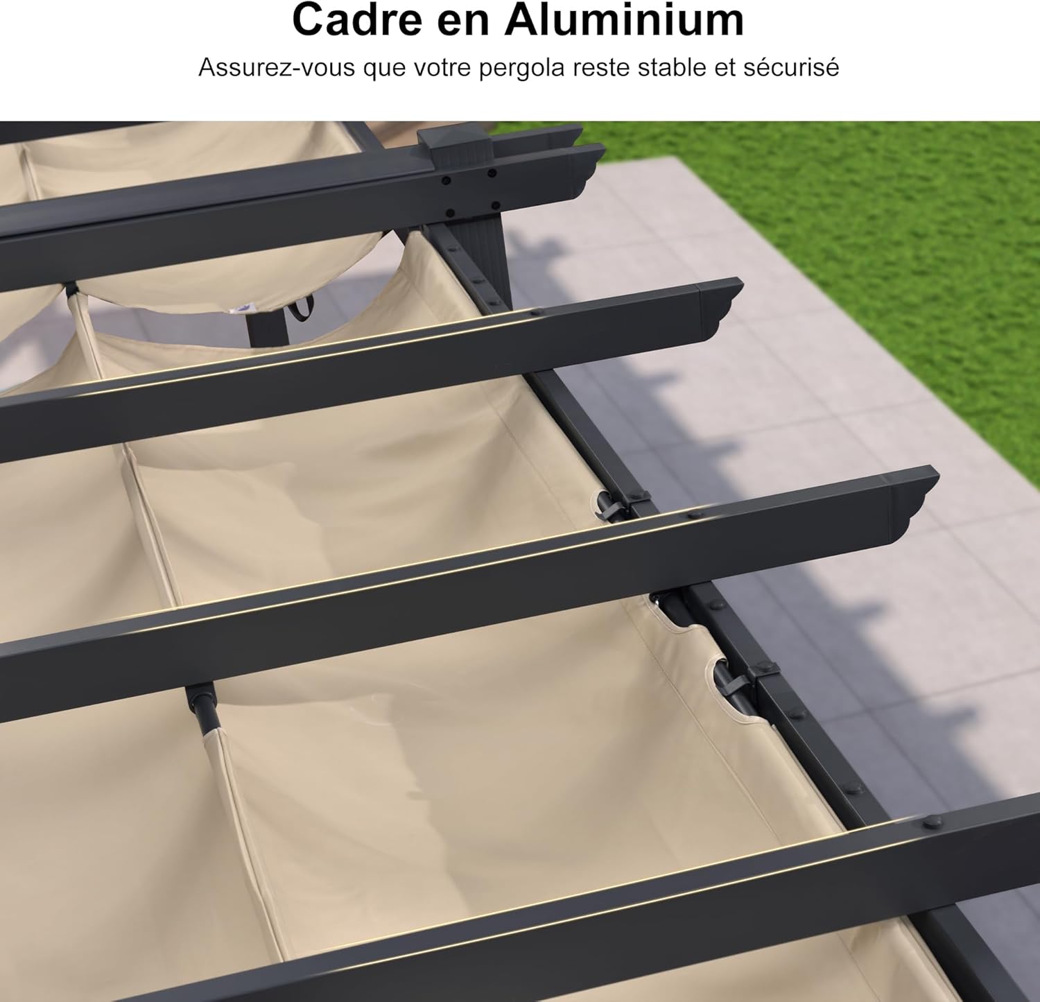 jardinite - Pergola aluminium 5,5x3m toit coulissant extérieur