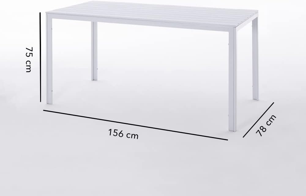 Thomas & Anita - Ensemble repas 6 pers. acier/polypropylène - 160x90 cm, chaises empilables