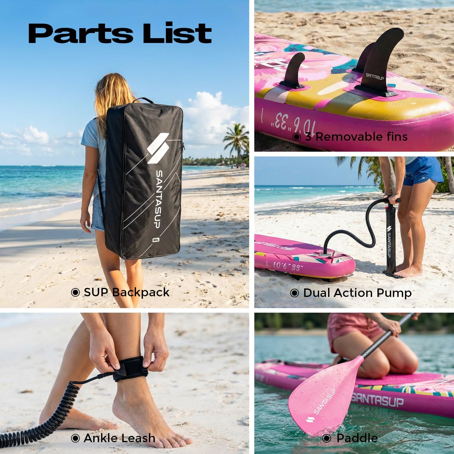 Tableau Gonflable Stand Up Paddle avec Accessoires Sup, Pont EVA antidérapant, Tableau Large 10'6