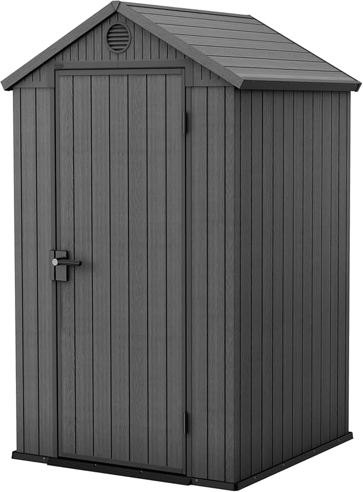 jardinite Abri de Jardin Résine jardinite 4X4-125 X 184 X 205 cm - Compact, Durable et Résistant aux Intempéries - Couleur Gris Moderne