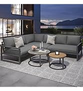 jardinite Ensemble Salon de Jardin Exterieur 6/8 Personnes, Canapé d'angle Aluminium Métallique ave...