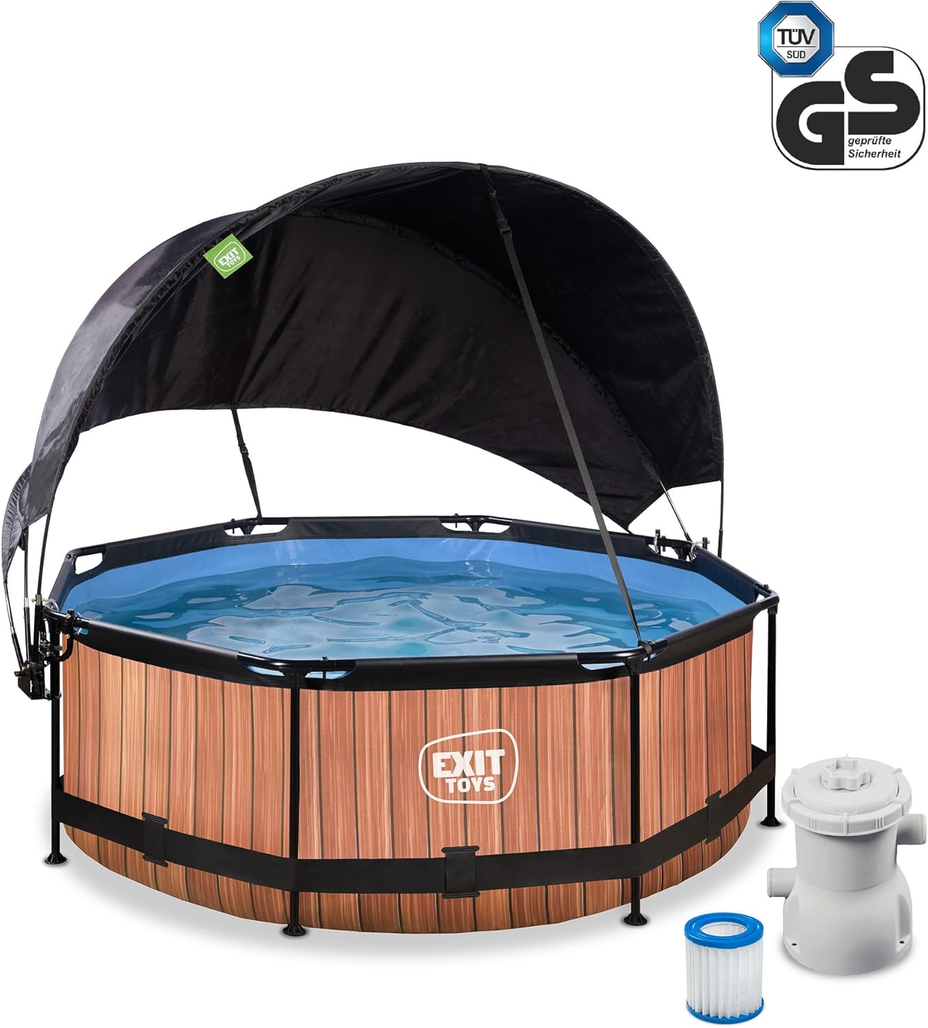 jardinite Piscine Lime avec Voile d'Ombrage - ø244x76cm - Piscine Hors Sol Ronde avec Pompe Filtrante à Cartouche - Protection Optimale Contre Les Rayons UV - Entrée Basse - Design Unique - Vert