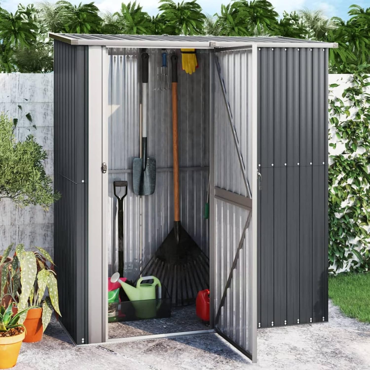 Abri de jardin métal - anthracite 180,5x97x209,5 cm - acier galvanisé