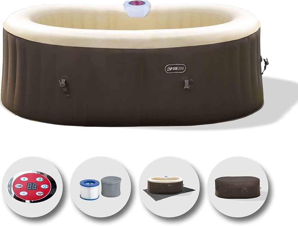 jardinite - Bain à remous Ovale - 190x120x65 cm - Pompe 30 W, 550 L