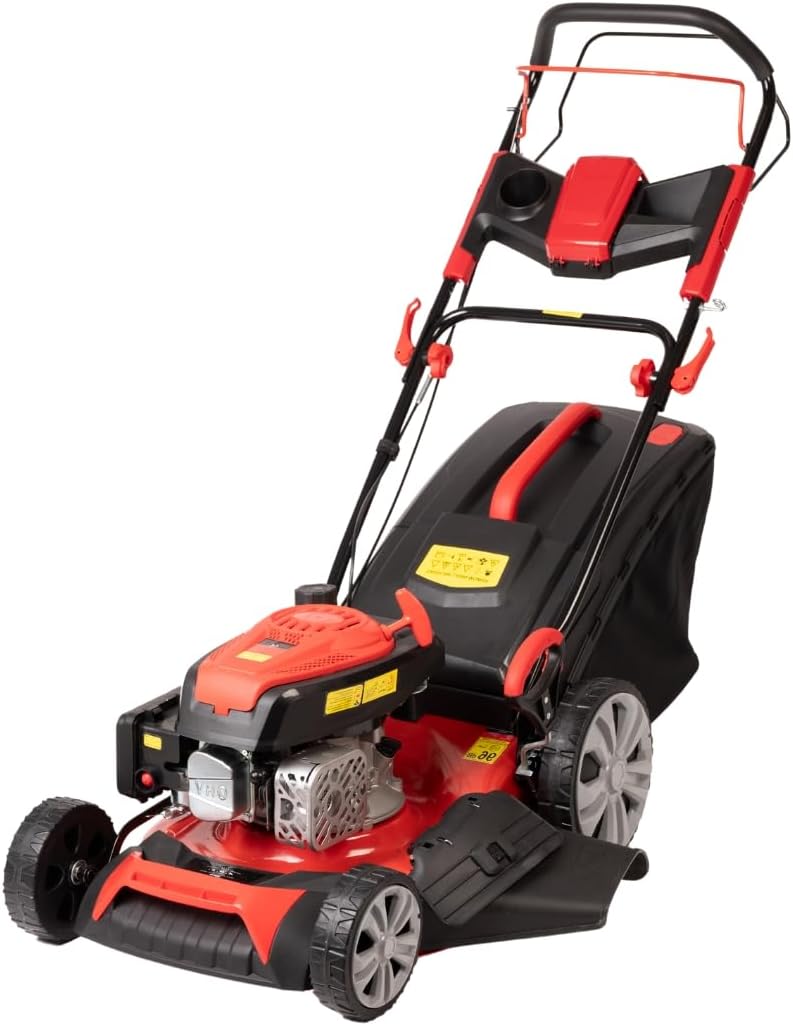 jardinite Tondeuse à gazon à explosion automotrice 4in1-4 CV, Tondeuse à gazon thermique autoportée - Moteur 170cc 4 temps avec autotraction - Largeur de coupe 51 cm - Mulching - Panier de collecte 60L