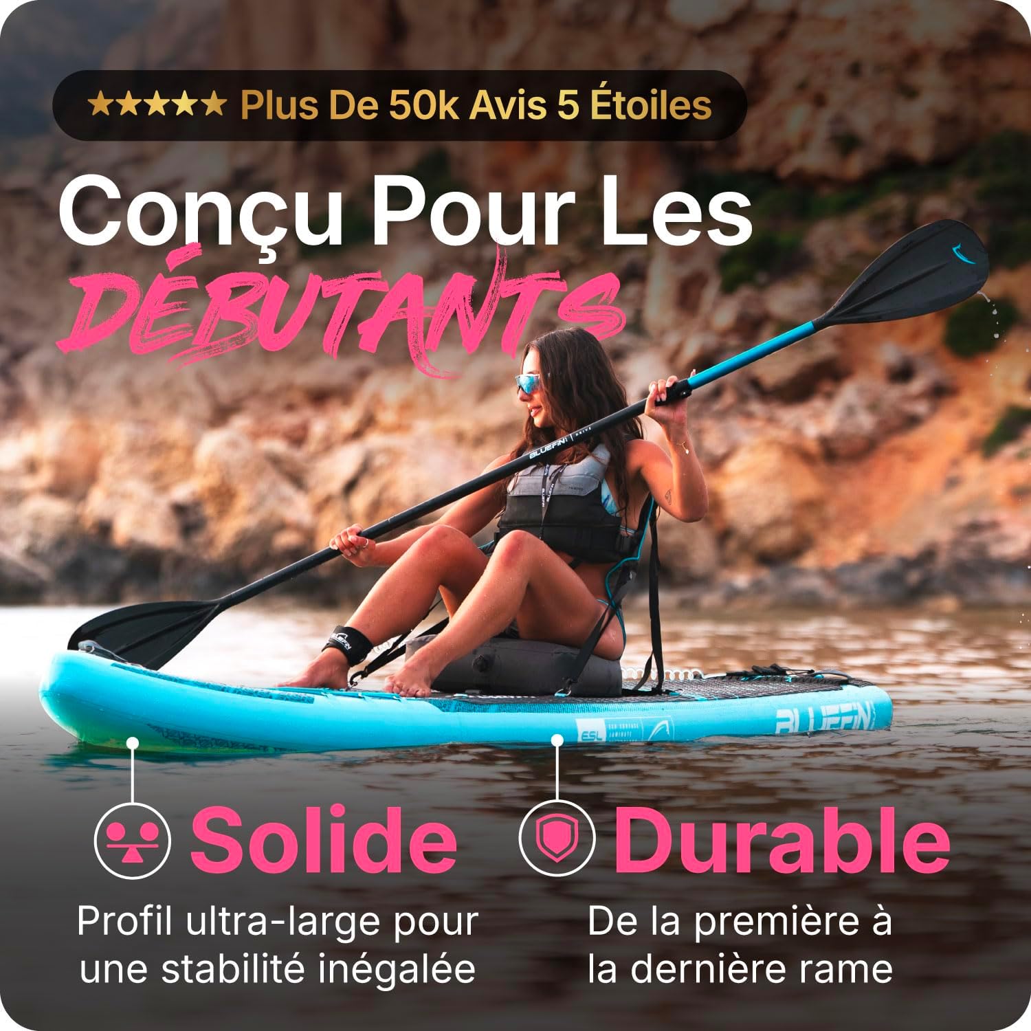 Bluefin - Cruise 10'8 - Paddle gonflable 15,2cm, antidérapant, léger