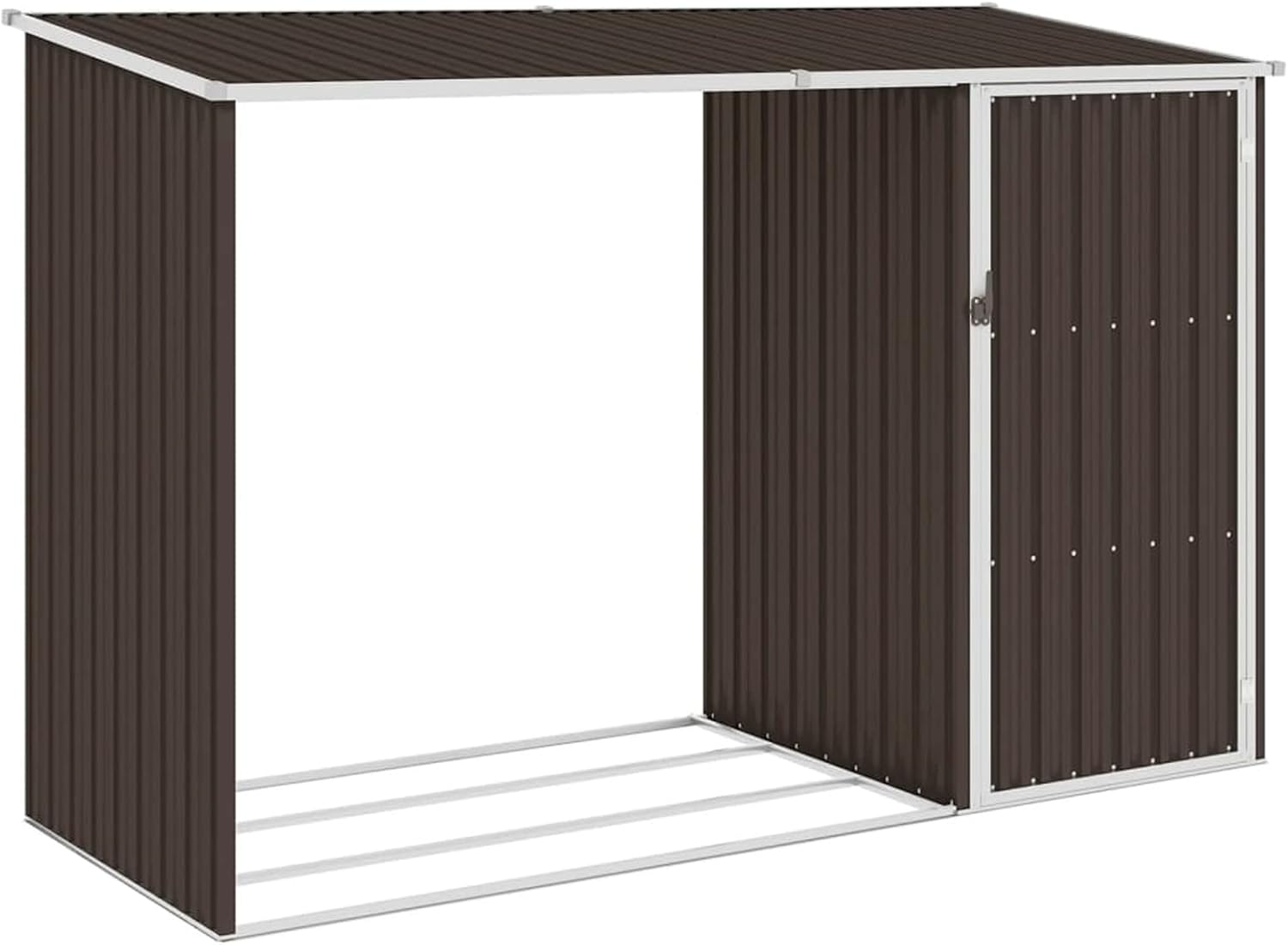 Abri à bois de jardin – 245x98x159 cm – acier galvanisé marron – grande capacité